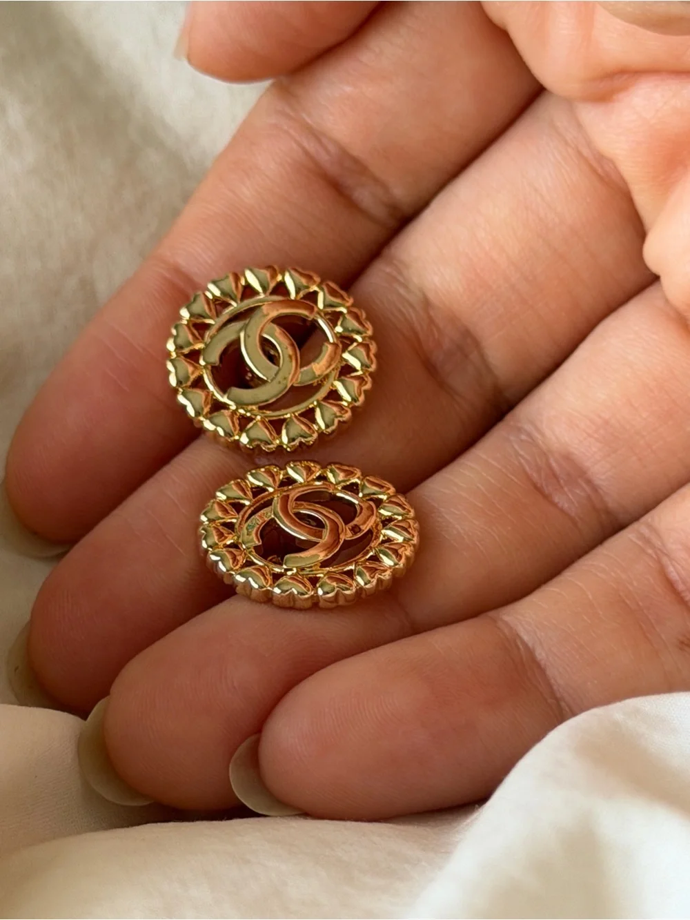 Chanel Hearts Interlocking Circle Earrings